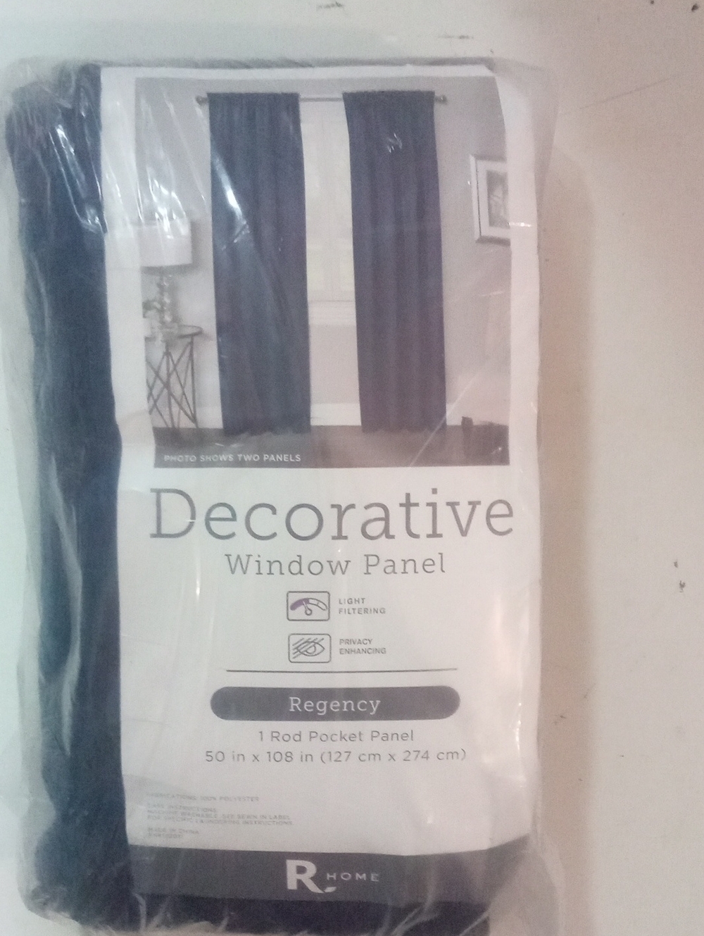 R Home Regency Decorative Window Panel Navy 108" NWT $65